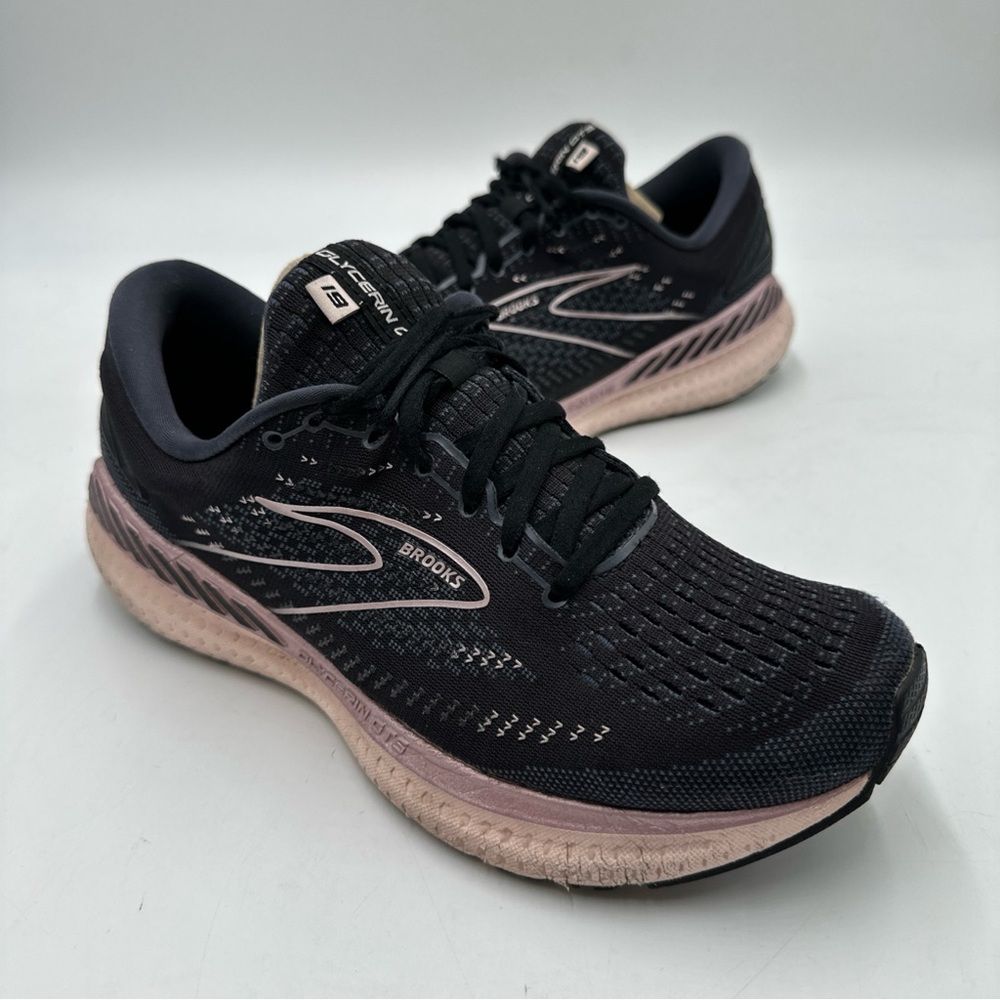 Brooks Glycerin GTS 19 Womens 10.5 D Wide Black Pink Running Shoes 1203441D074